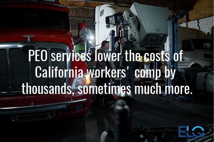 PEO services lower the costs of California workers' comp by thousands, sometimes much more