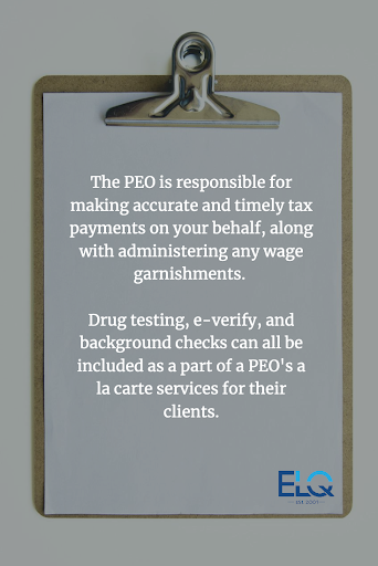 The PEO is responsible for making timely tax payments